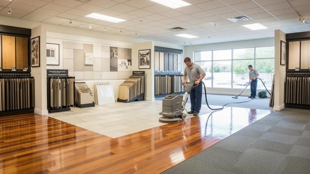 Commercial floor maintenance services in a clean and professional environment