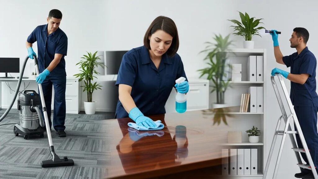 Professional deep cleaning process highlighting systematic cleaning stages