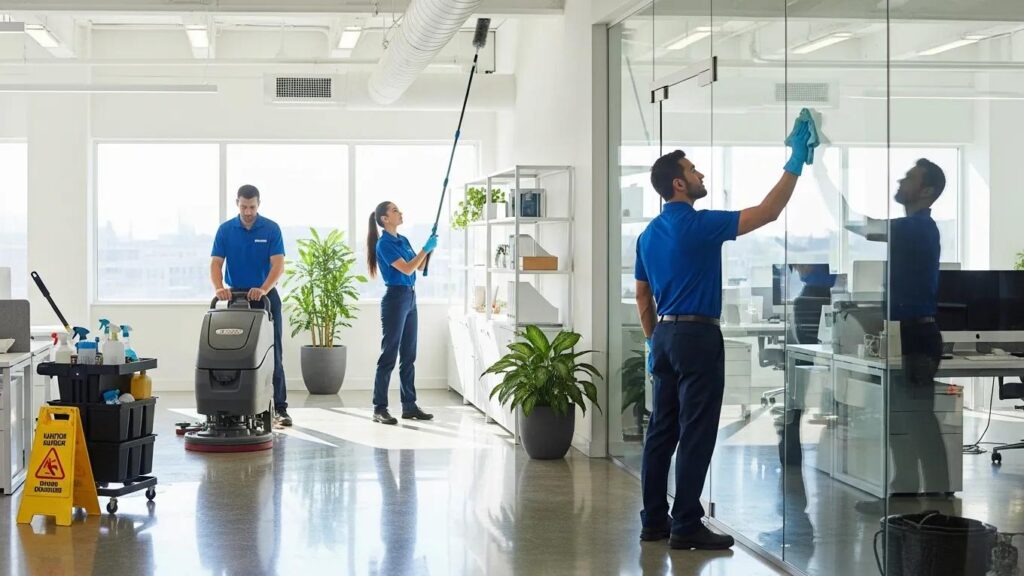 Professional office cleaning team enhancing workplace hygiene and productivity
